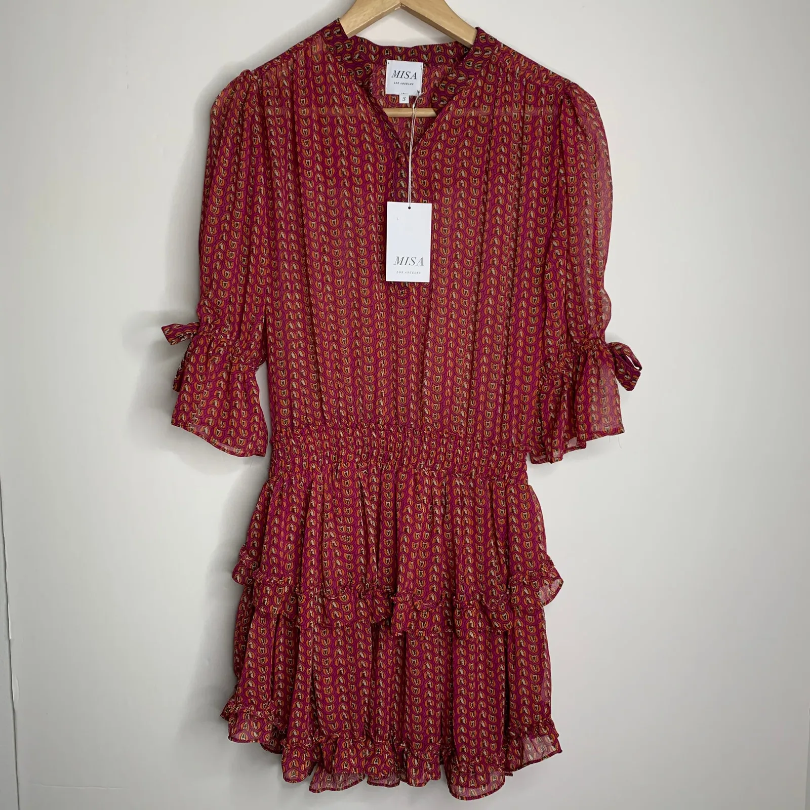 Misa Los Angeles Inge Printed Ruffle Mini Dress Womens Small New - Image 13