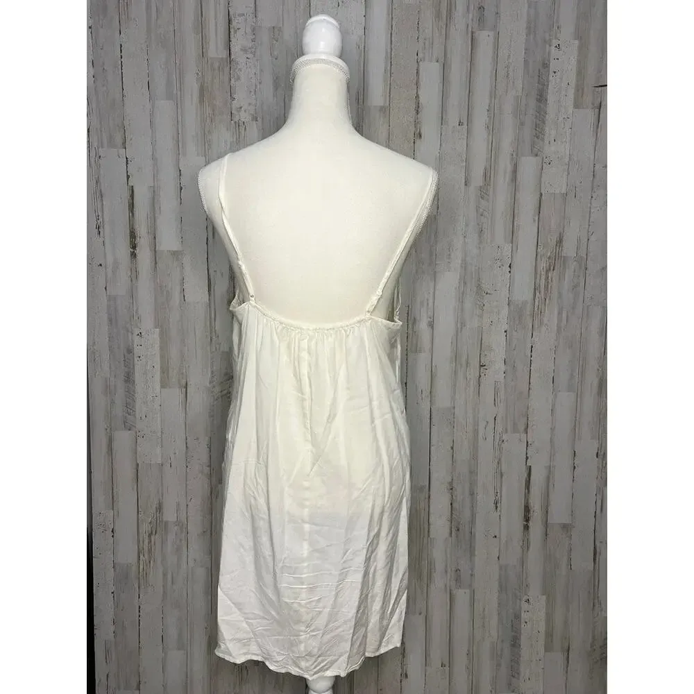 Anthropologie Women's Medium White Slip Dress Sleeveless‎ Adjustable Straps - Image 5