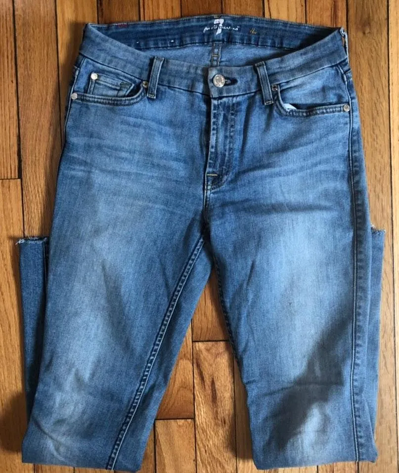 7 For All Mankind Light Wash Skinny Jeans - Image 2