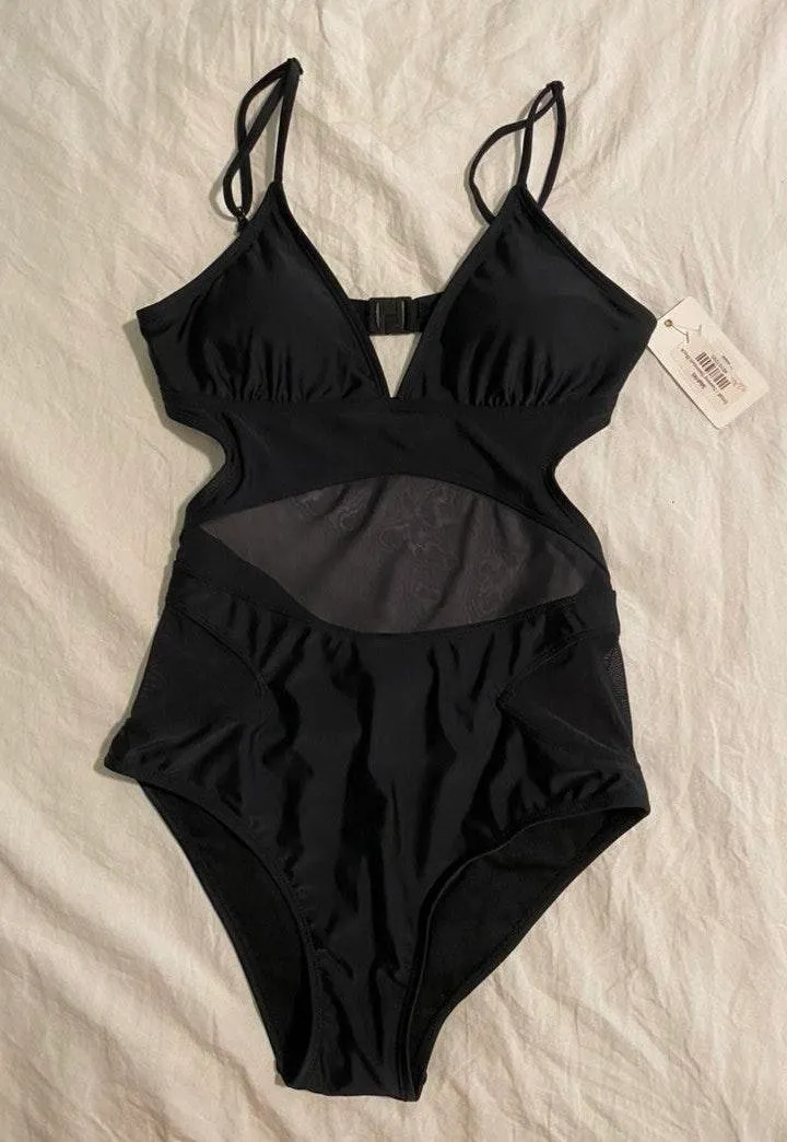 Boutique One Piece Cut Out Swim Black - Image 3