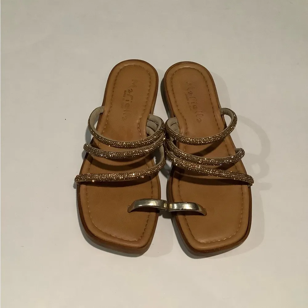 NWOB MARELLA Rhinestone AccentRose Gold Leather Sandals Sz 9 - Image 8