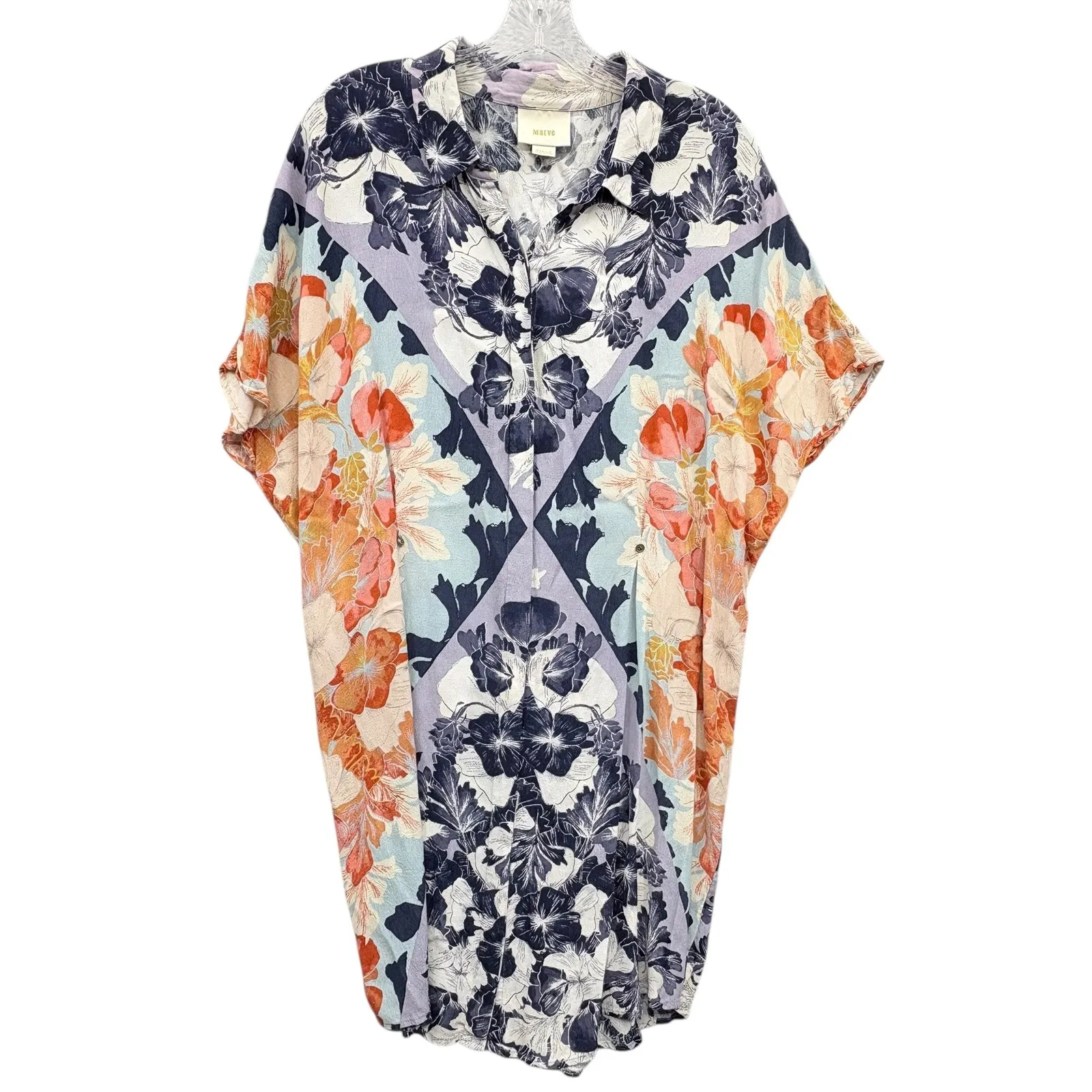 Maeve Anthropologie Women's Hibiscus Bloom Floral Shirt Dress Artistic Size M - Image 2