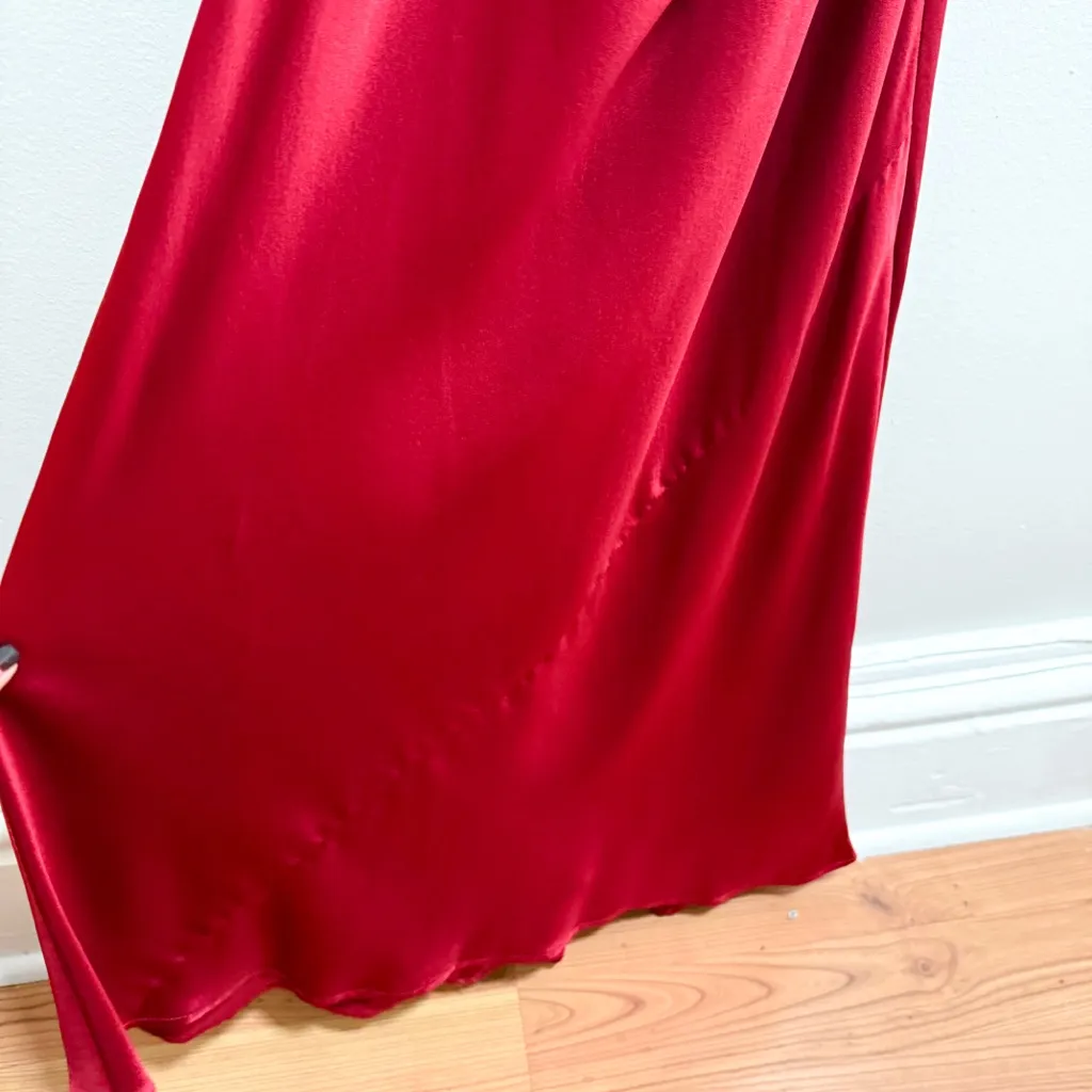 Reformation Cassette high neck cowl silk red dress sangre red NWT Size 6 formal - Image 8