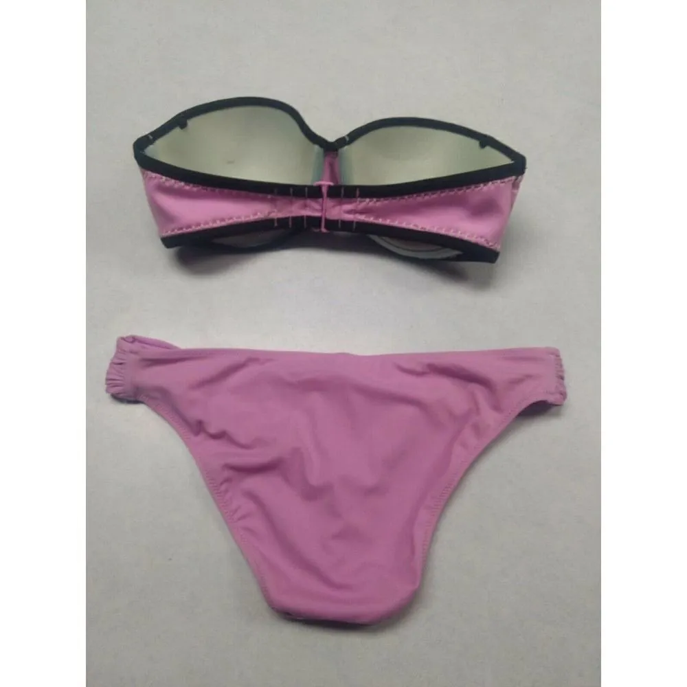 Victoria's Secret Bikini swim suit 32DD M Medium Blue Purple Crochet Lace - Image 2