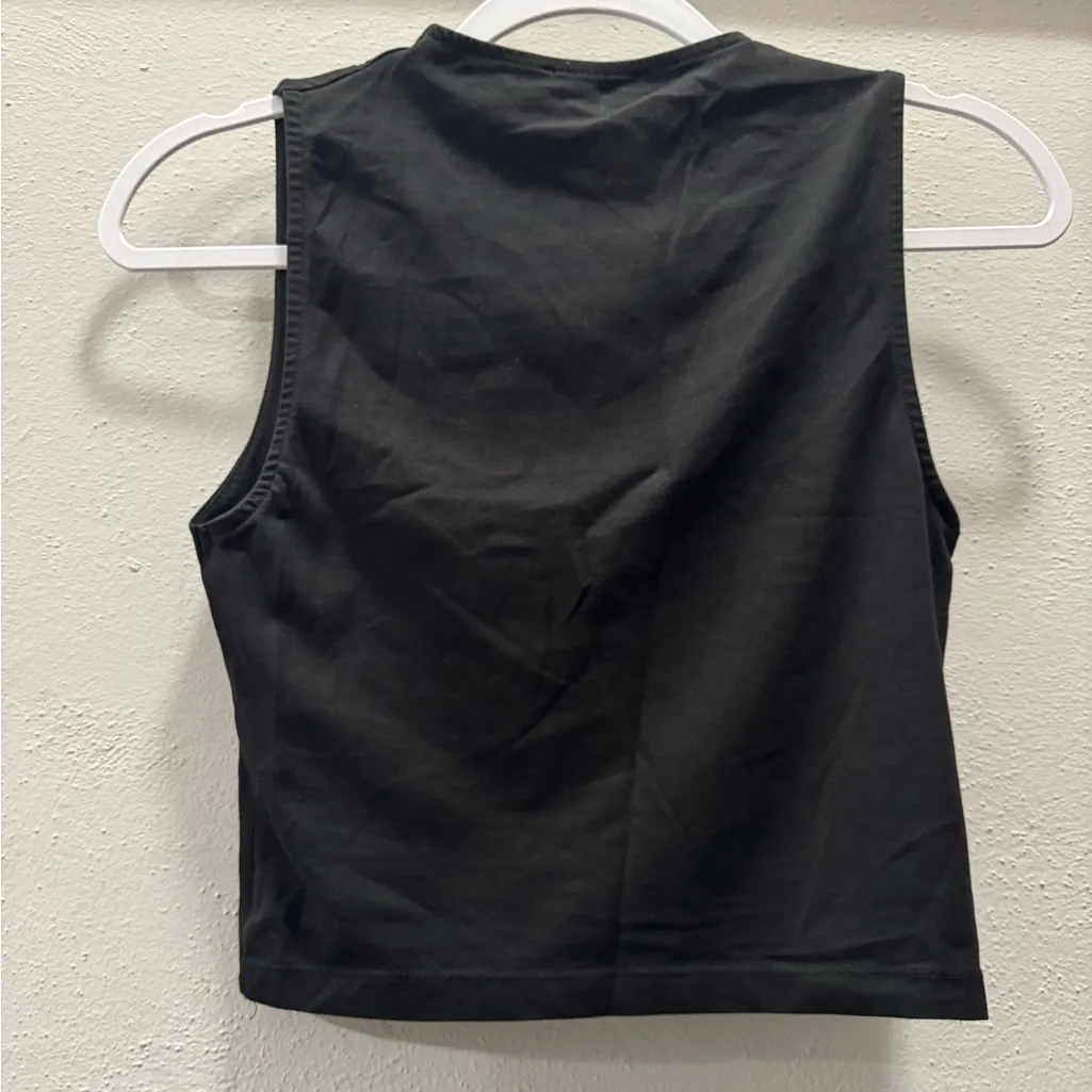 Zara Black Cropped Stretch T-Shirt (S) - Image 2