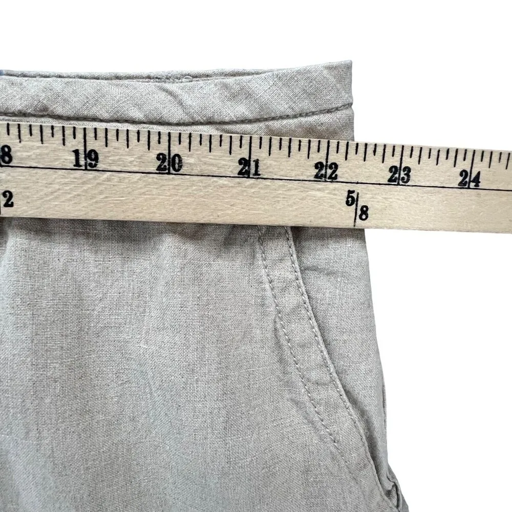 LL Bean Capri Pants Women 24W Beige Linen Classic Fit Drawstring Coastal Resort - Image 6