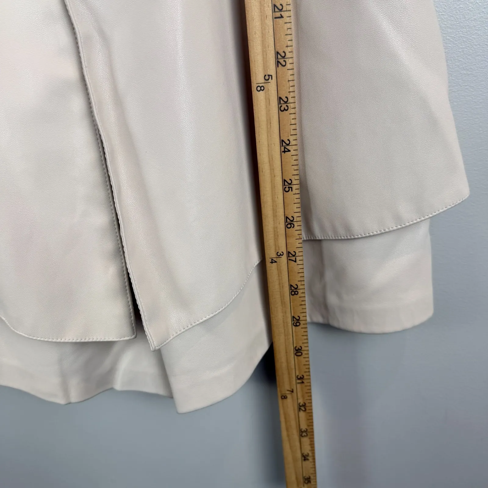 DO+BE Romper Women's Size Large Cream Faux Leather Stretch Deep V-Neck Open Back - Image 10