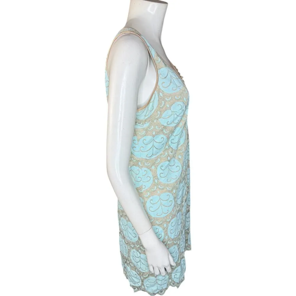 Lilly Pulitzer Dress Size 8 Nadine Lilly Lace Whisper Blue V Neck Shift Minid - Image 4