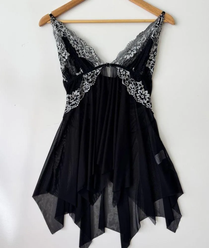 Lace Babydoll Lingerie Black Sheer Mini Dress Size M Size M - Image 4