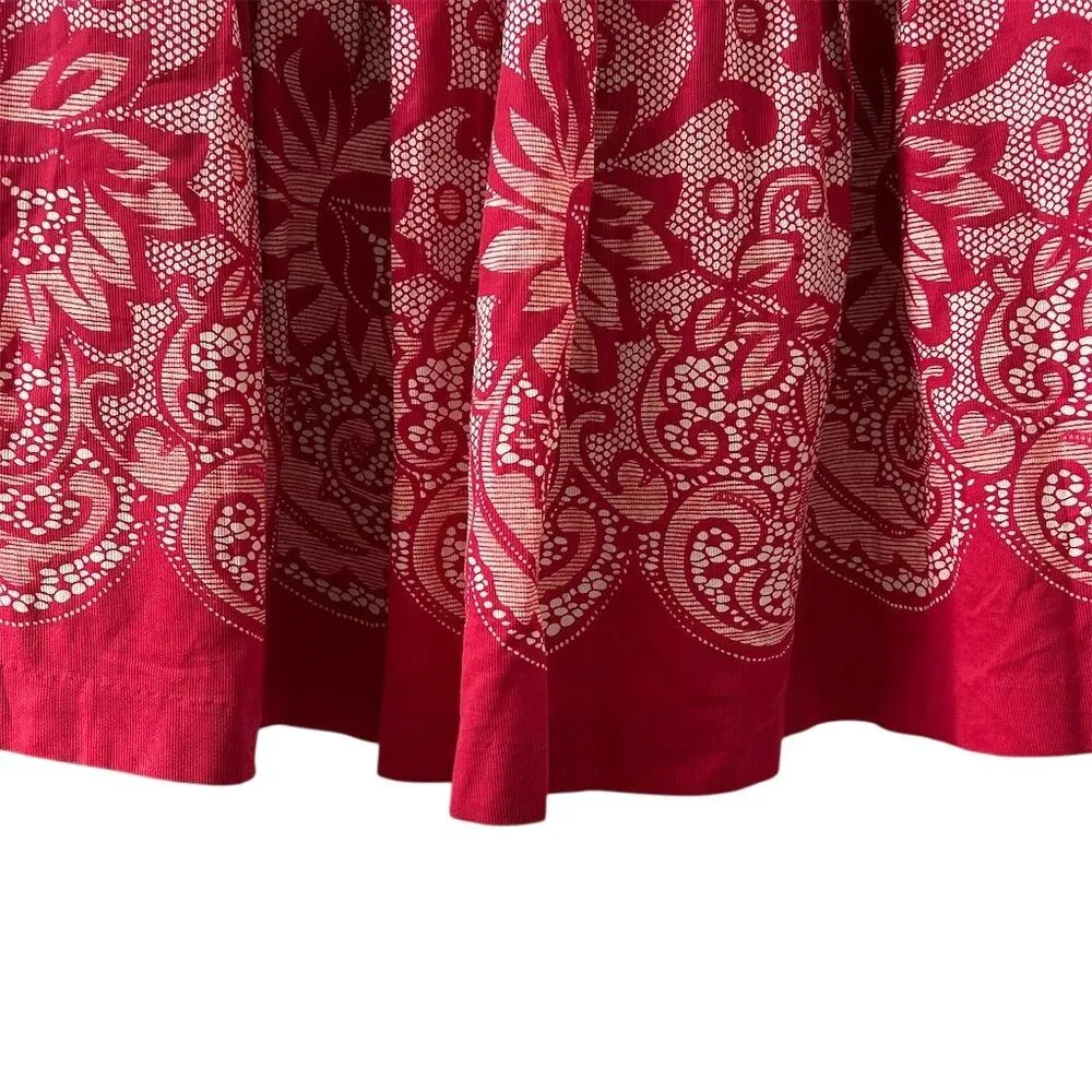 Anthropologie Yoana Baraschi Women's Floral A-Line Skirt Red Knee-Length Size 8 - Image 11