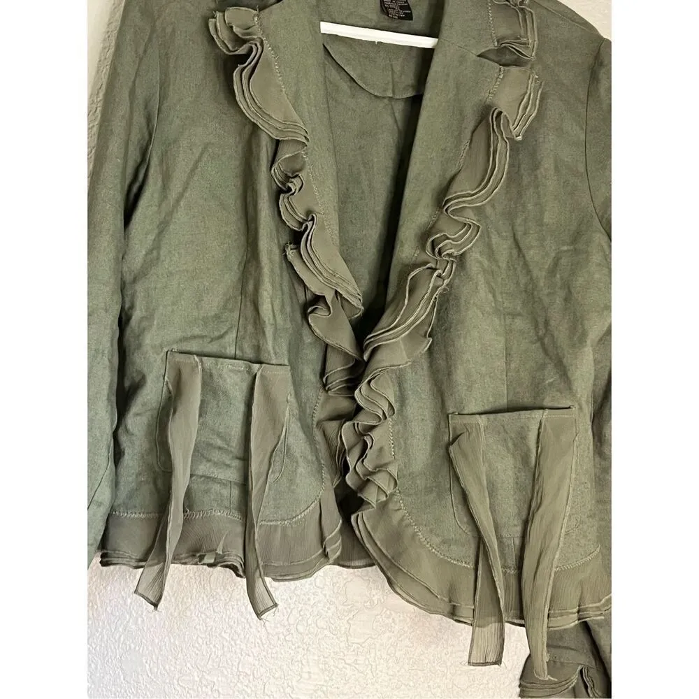 Anne Carson Linen Blend Ribbon  Blazer Jacket Pl P L - Image 2