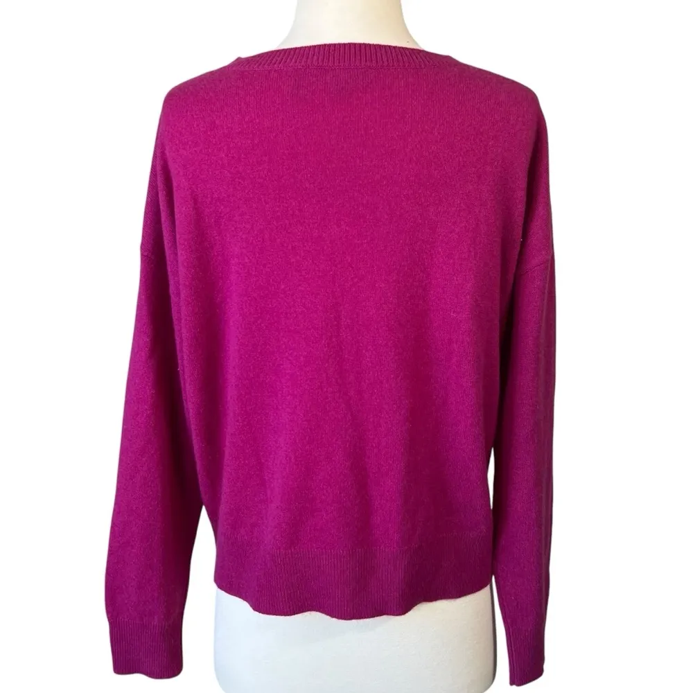THEORY Criselle O Cashmere Sweater in Royal Raspberry - Image 8