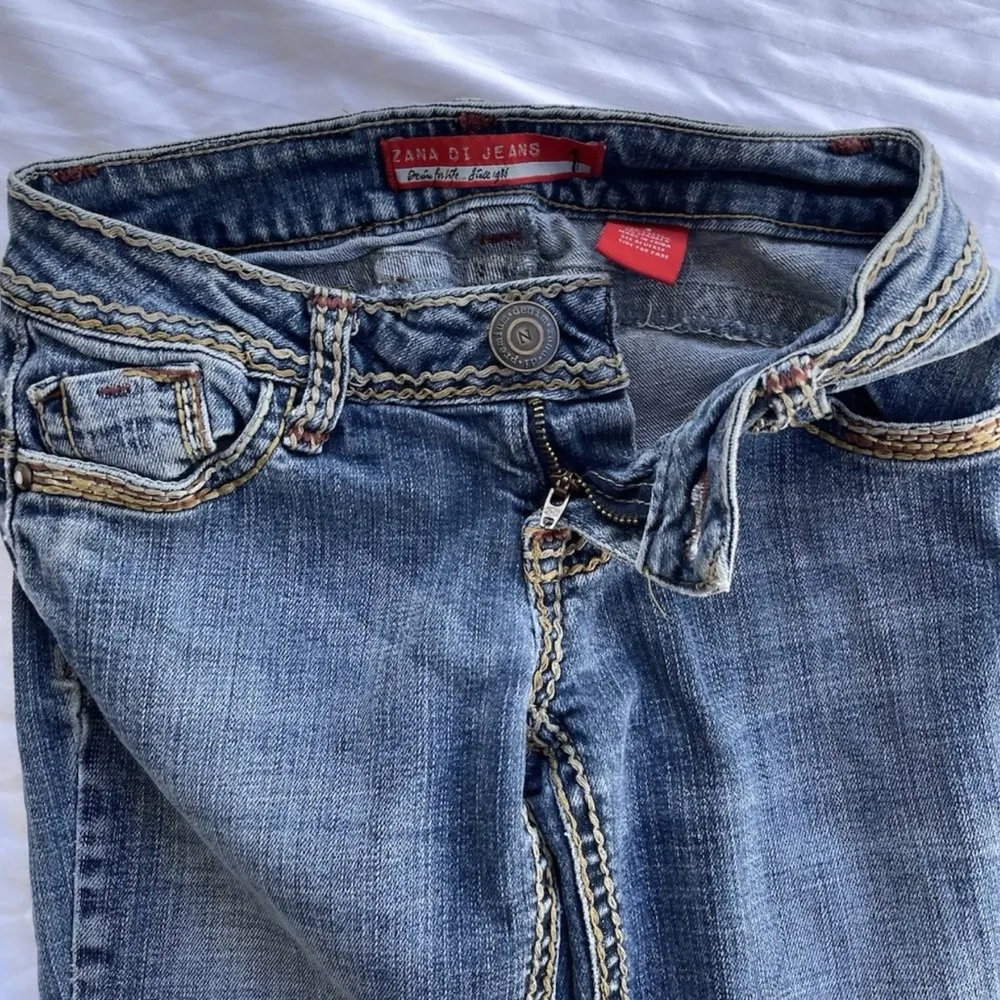 Vintage Zana Di Women’s Sz 1 Embroidered Brown Flare Jeans Dark Wash Y2K… - Image 9