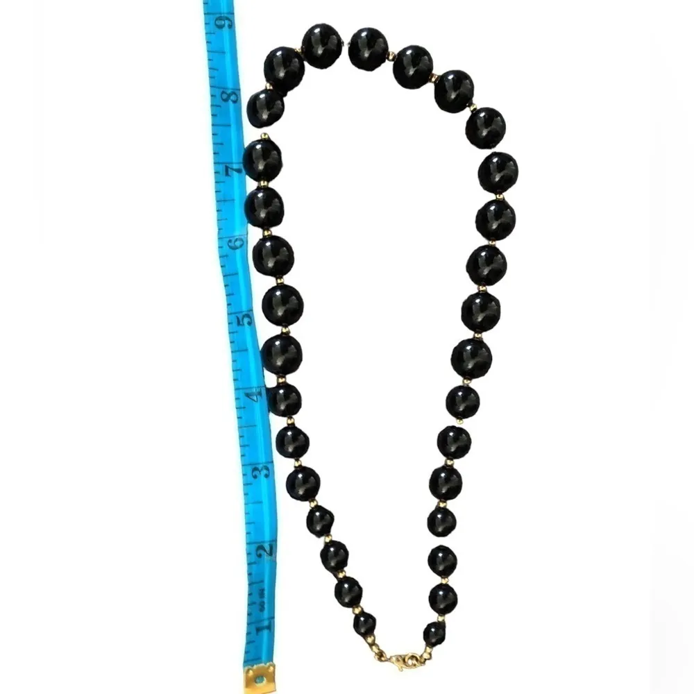 Vintage Monet black beaded costume necklace signed - Image 2