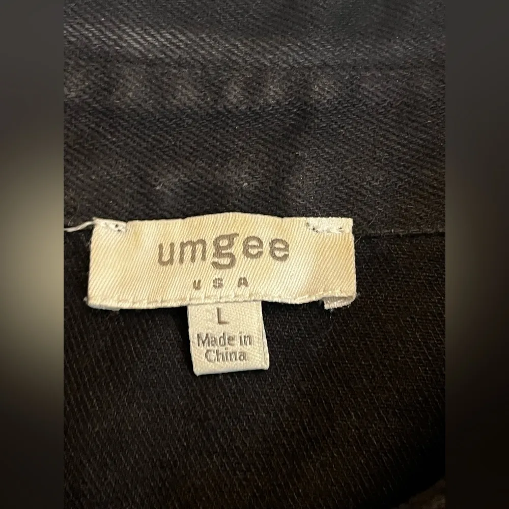 UMGEE  Collared Long Sleeve Oversized Raw Hem Shacket Black - Image 3