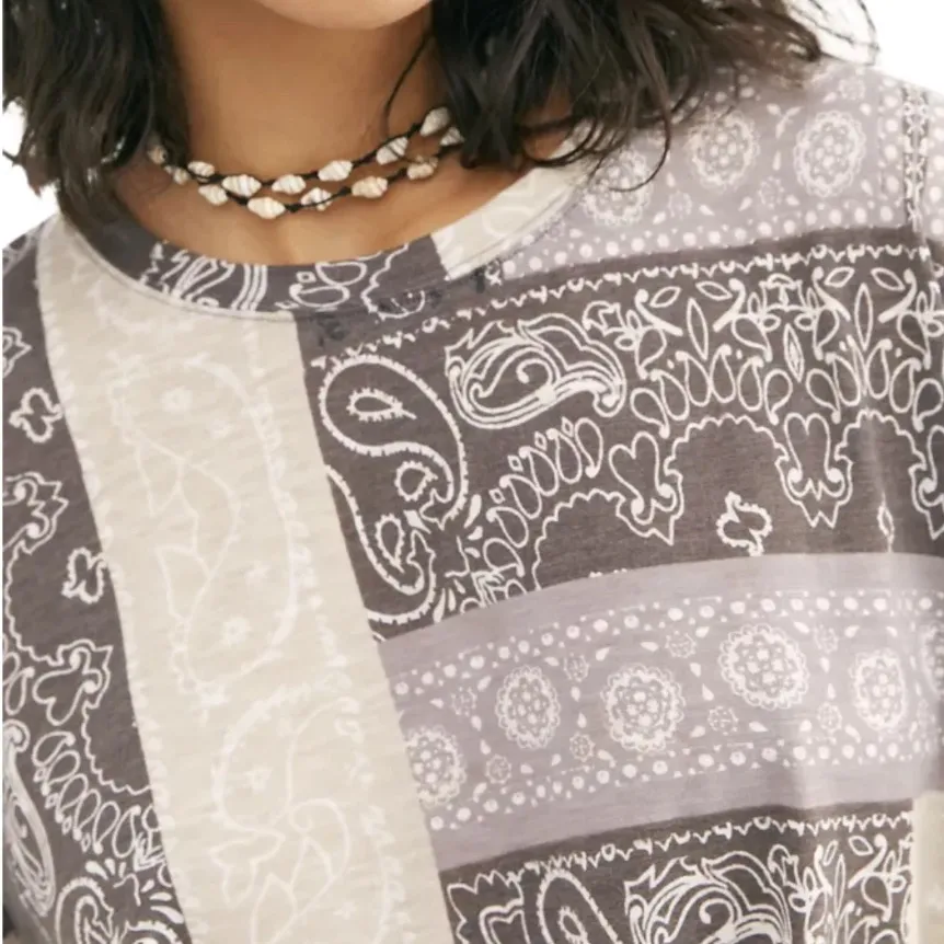 EUC Free People Clarity Multi Pattern Bandana Top Size - Image 3