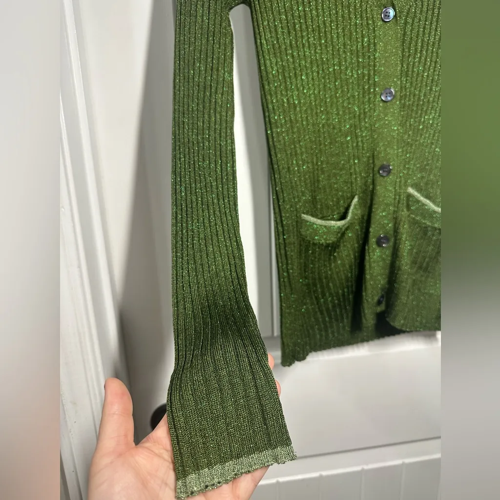 Vera Wang Lavender Label Sparkly Green Cardigan - Image 3