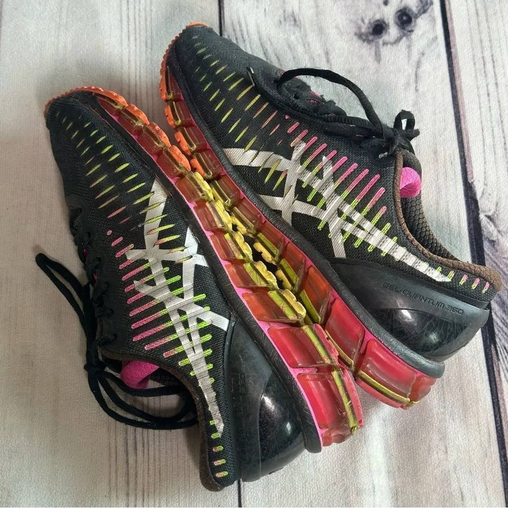 Asics Gel Quantum 360 Athletic Running Shoes Women Sz 8 T5J6N Purple Pink Neon - Image 5