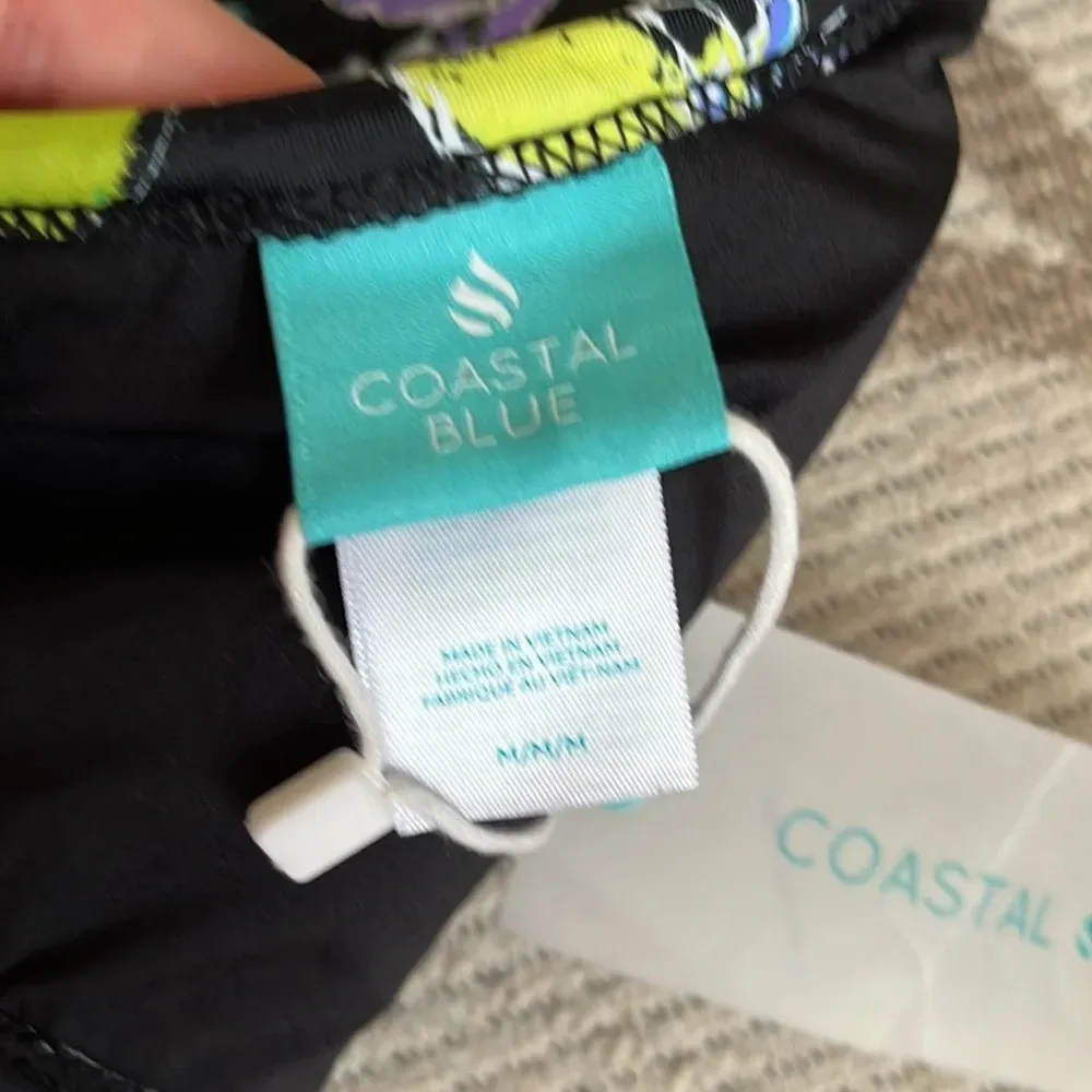 Coastal blue black floral bikini halter top - Image 6