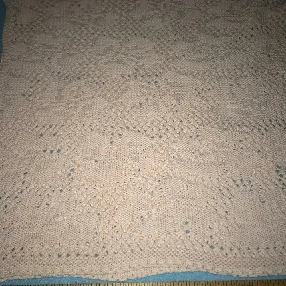 𝅺ACROSS America crocheted vintage sweater light pink floral cotton USA size S - Image 2