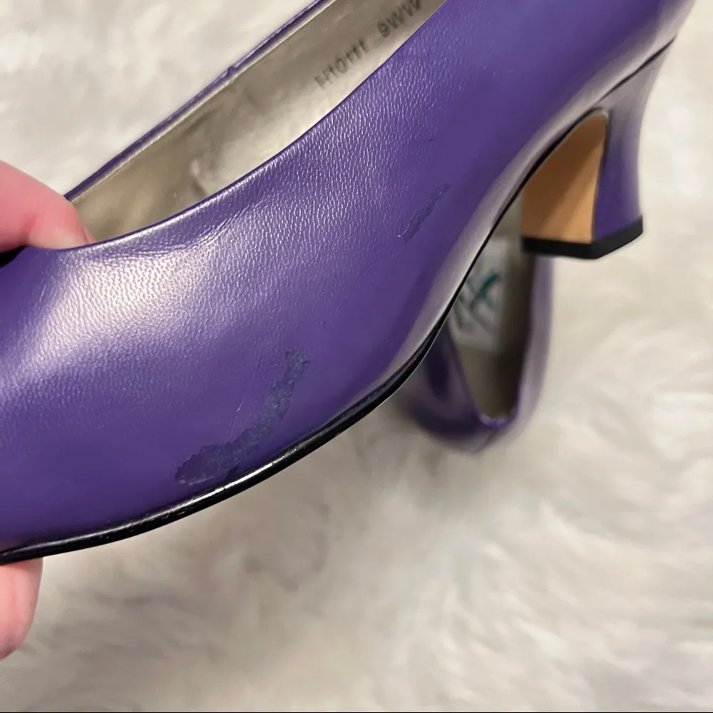 Vintage 1980’s Ros Hommerson Purple Leather Pumps Heels Size 9WW - Image 13
