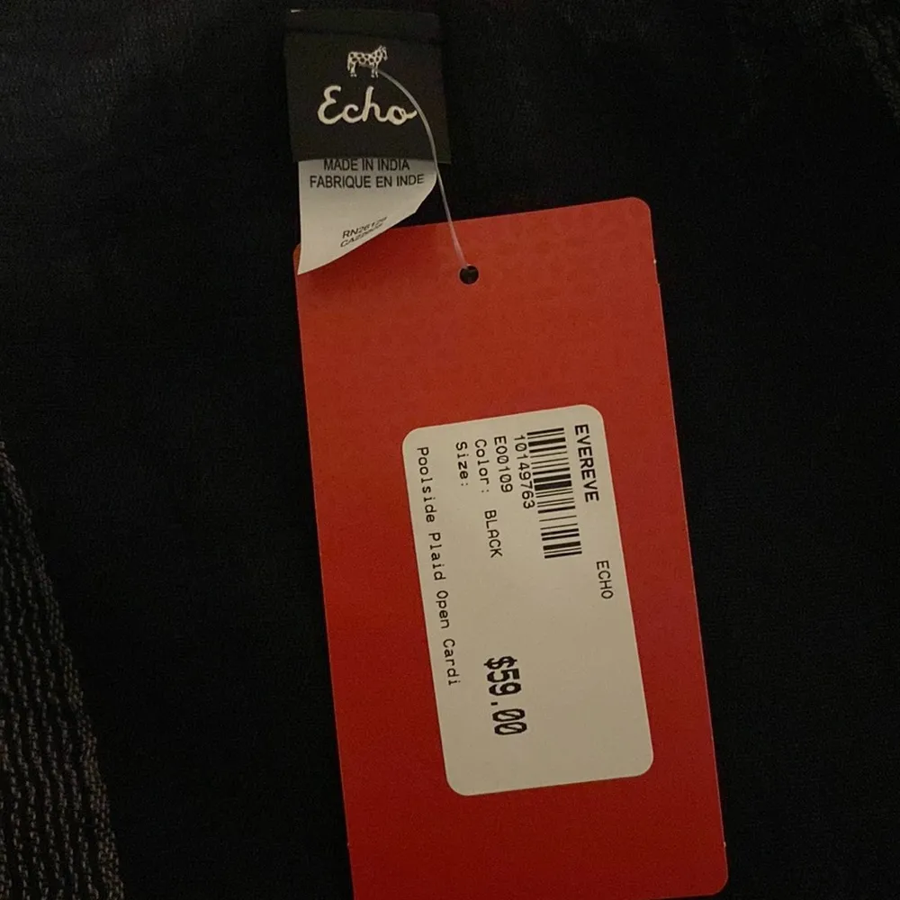 NWT Evereve ECHO Poolside Plaid Cardi Ruana Poncho - Image 5