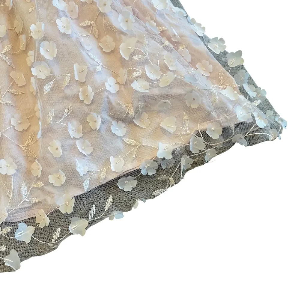 Thorn and Fable Pink Baby Doll Dress 3D Floral Print Chiffon Size 1 XL Women's - Image 6