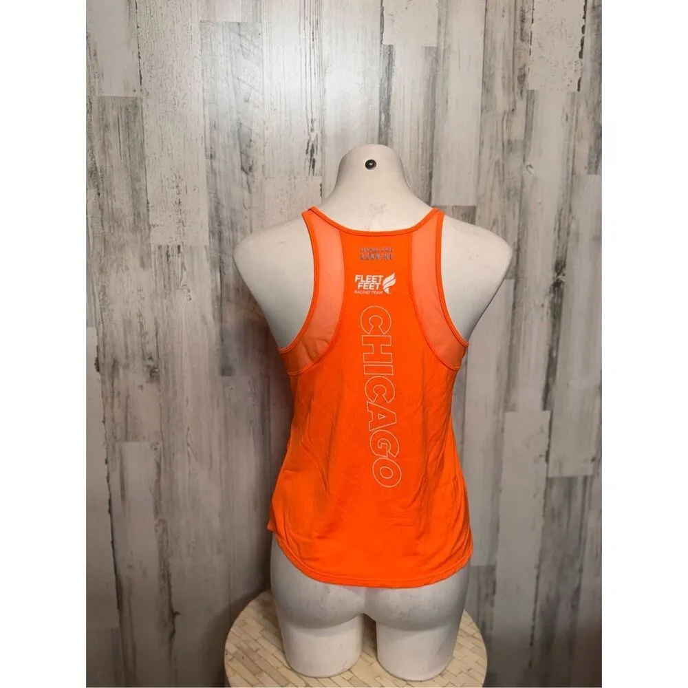 New Balance Fleet Feet Racing Team Chicago Neon Orange Running Tank Top MED - Image 4