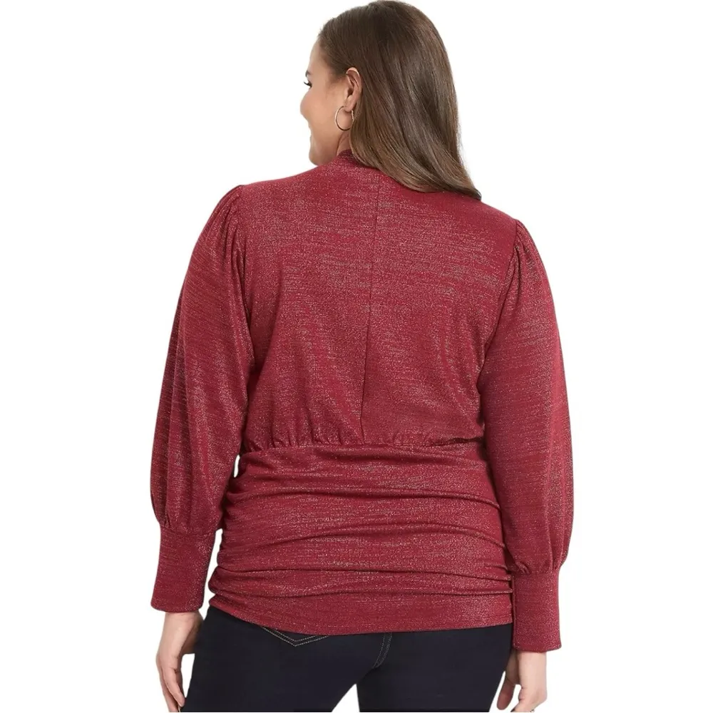 Mock Neck Keyhole Top with Ruched Sides Women’s Plus Size 18/20 - Image 2