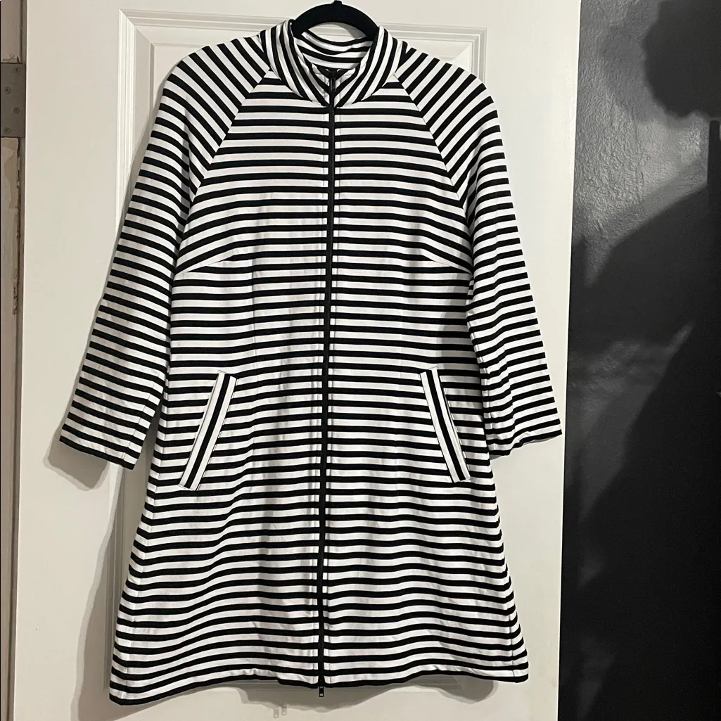 Cabi Byline Jacket #5851 Size Medium Black White Stripe - Image 7