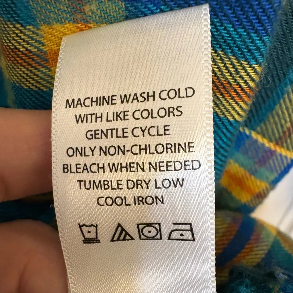 The Pioneer Woman Plaid Boho Peasant Top XXXL – Embroidered Floral Sleeve Blue Size undefined - Image 5