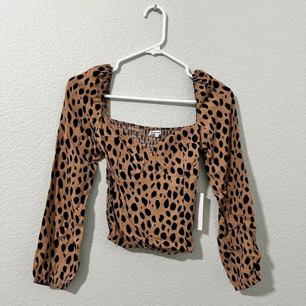 Reformation Reign Top in Bobcat Animal Print Size 0 - Image 3
