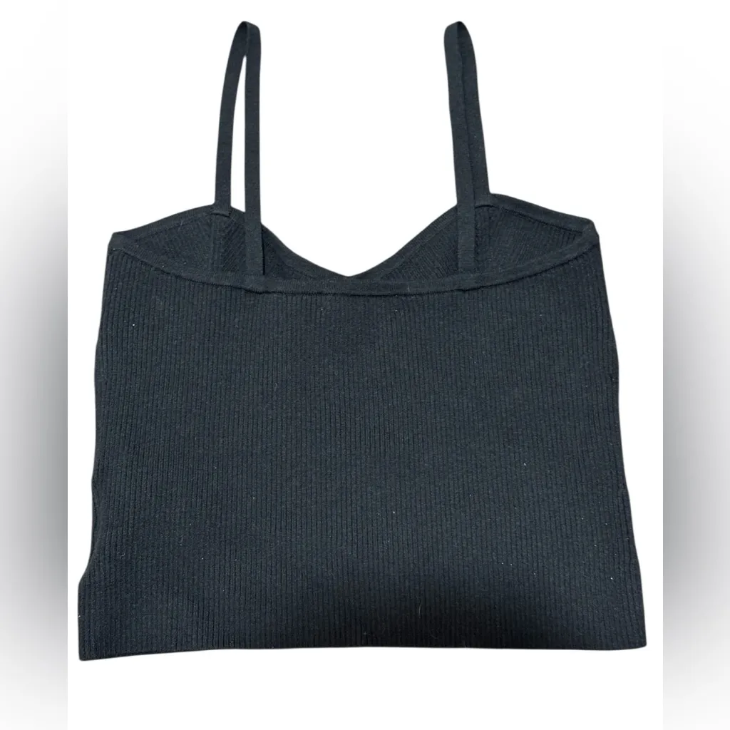 Madewell Corset Black Ribbed Tank Top Size M Whimsigoth Witchy Batty Edgy Chic - Image 4