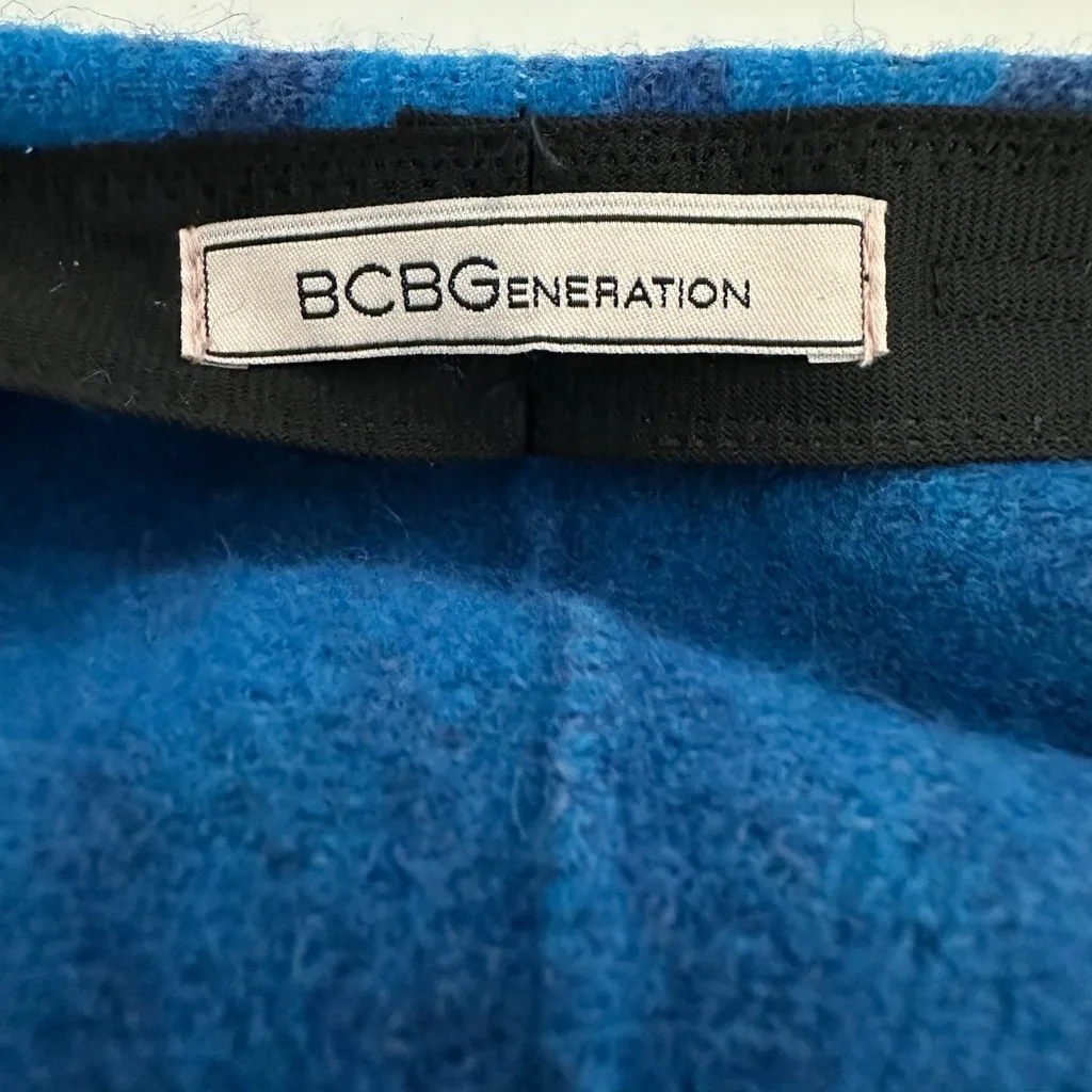 BCBGeneration Blue Print Beret Hat Wool Blend Fuzzy Parisian French Girl Chic - Image 3