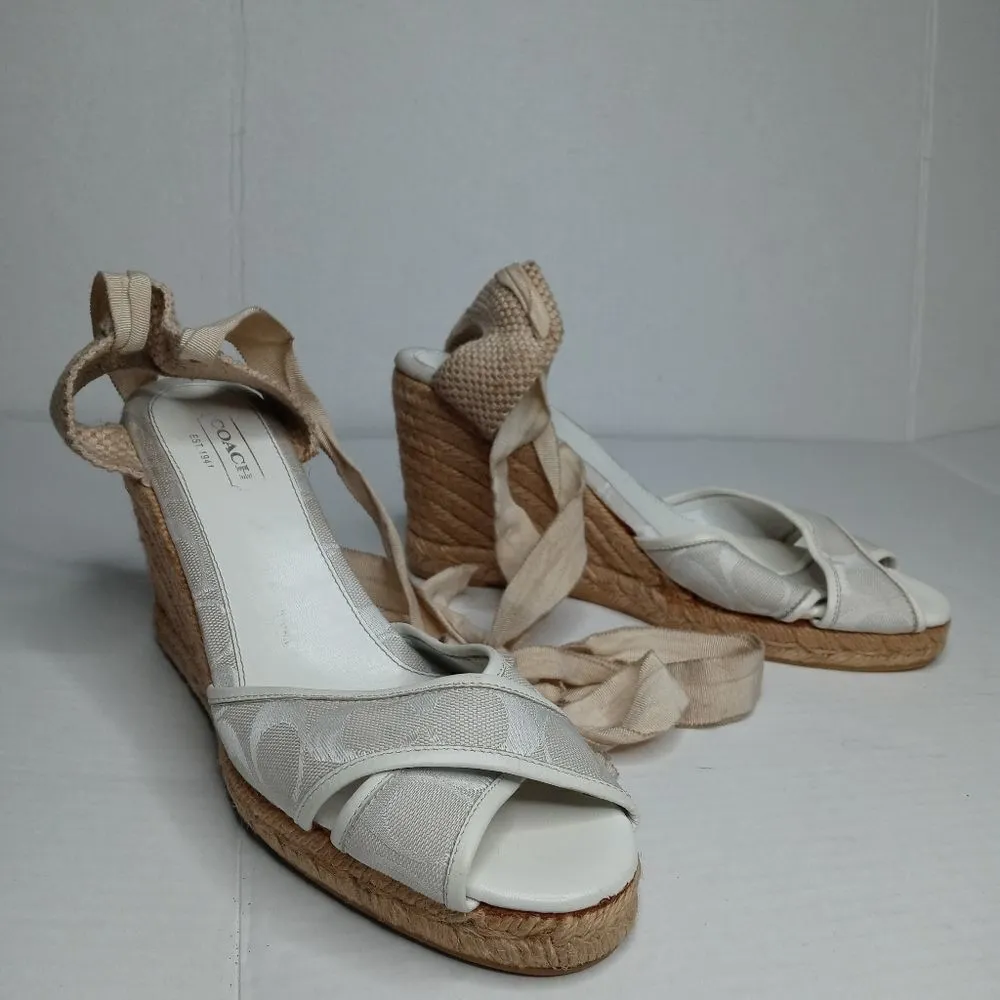 Coach espadrille wedge heels with ankle straps size 10 - Image 3