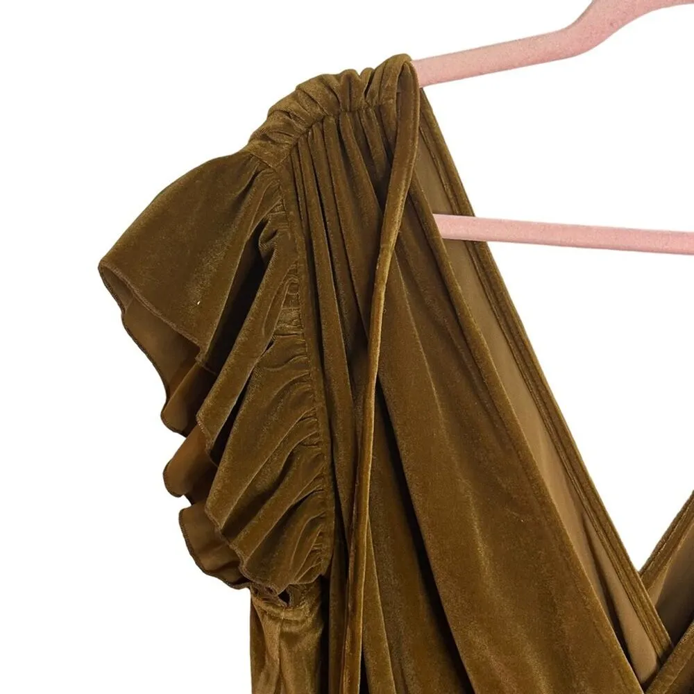 Happy X Nature Kate Hudson Merrie Velvet Dress NWT Brown Size M - Image 5