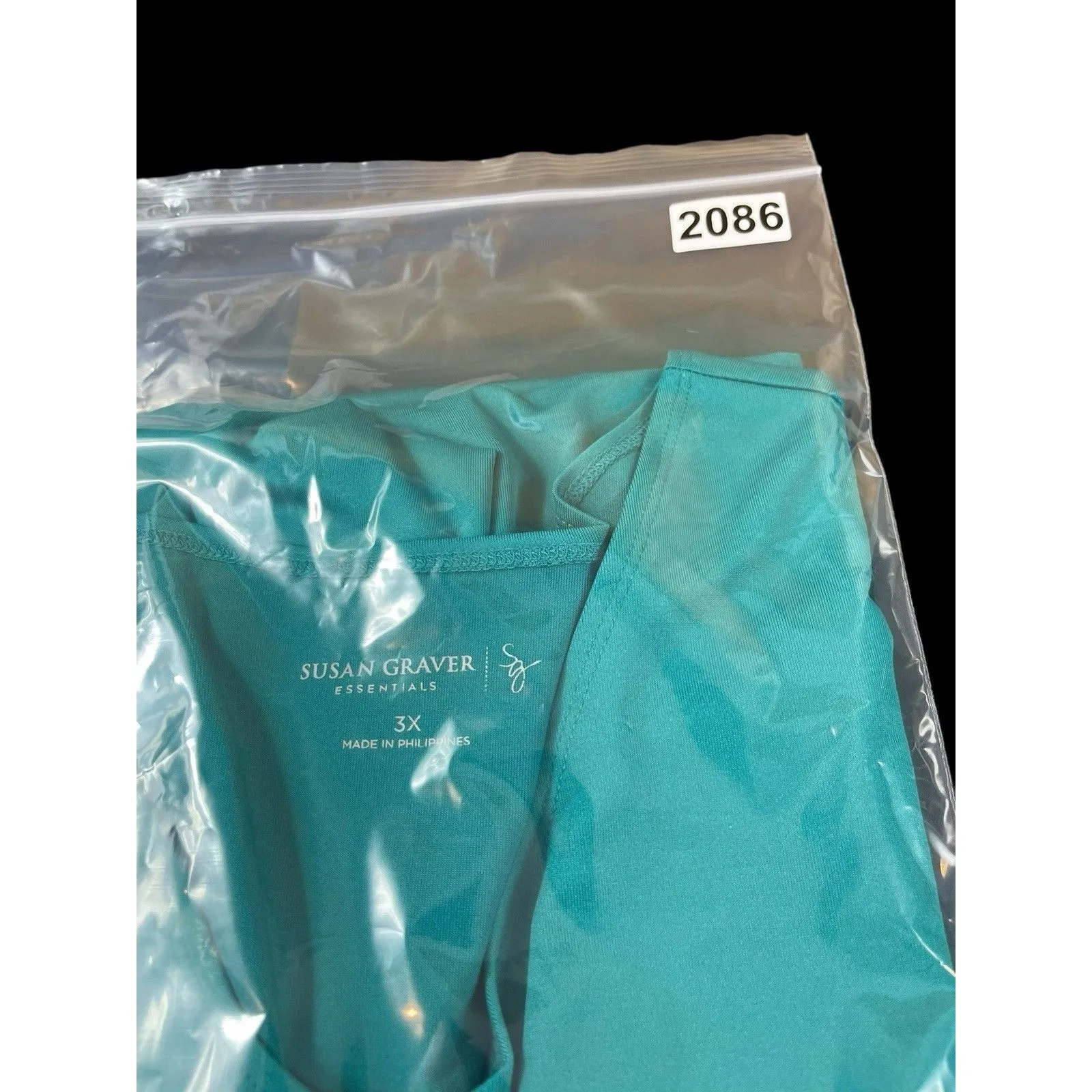 Susan Graver Essentials 3X Aqua Stretchy Knit Top V-Neck 3/4 Sleeve Minimalist - Image 11