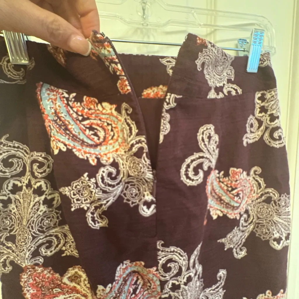 Paisley Print Pencil Skirt - Rich Purple - Image 3