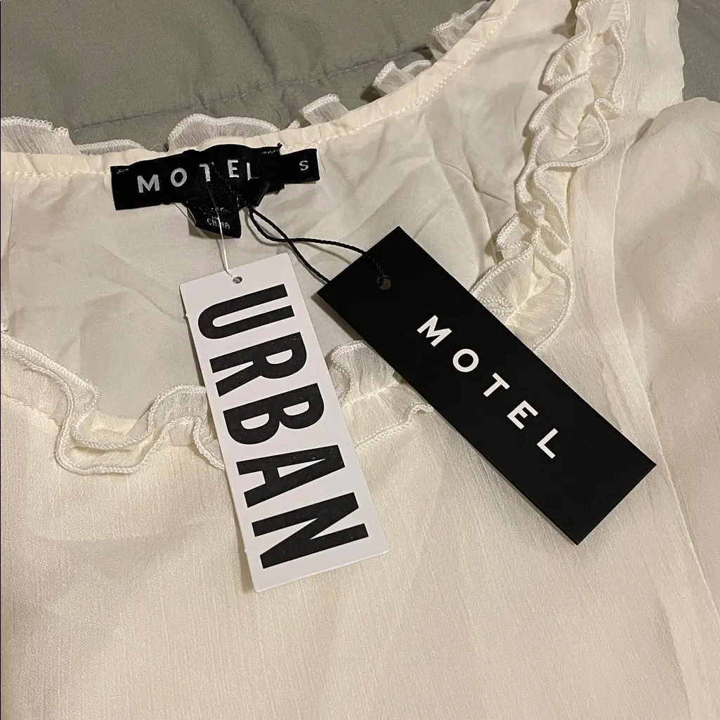 Motel Fulvia Ruffle Trim Slip Mini Dress in White/Cream (Urban Outfitters) - Image 6