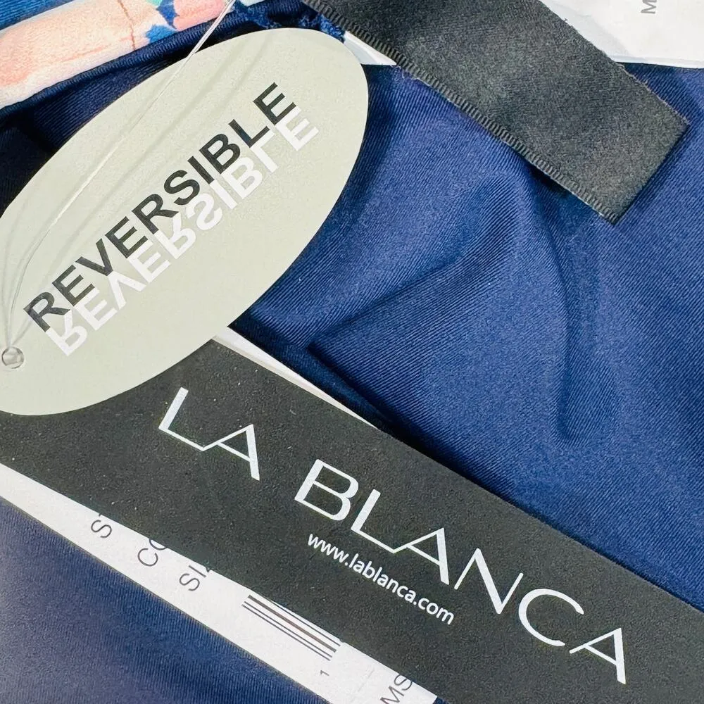 La Blanca SZ 14 Reversible Riviera Swim Bikini Bottoms Shirred Sides Geometric - Image 7