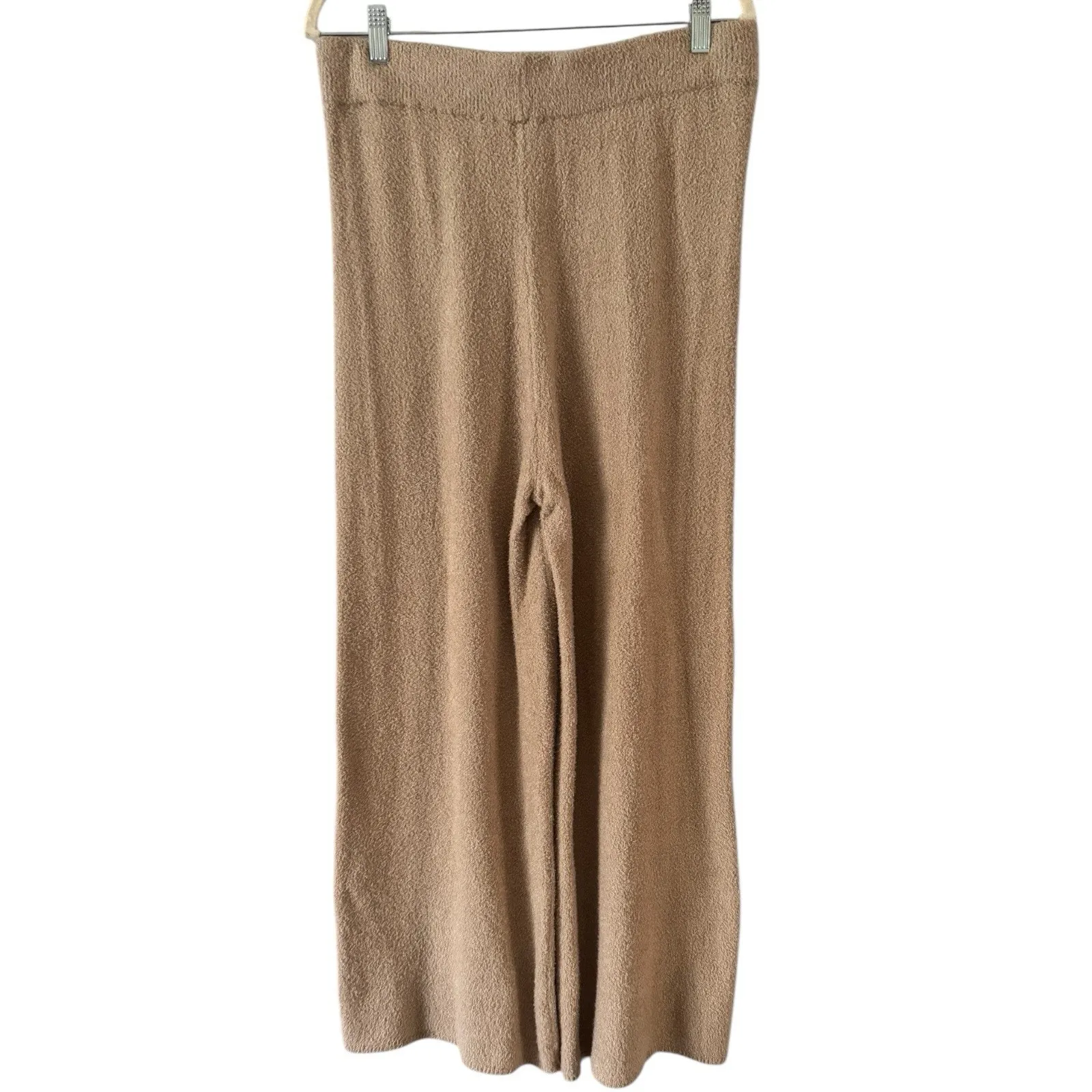 Rachel Zoe Lounge Pants Wide Leg High Rise Fuzzy Knit Tan Pull On Womens Sz XL - Image 2