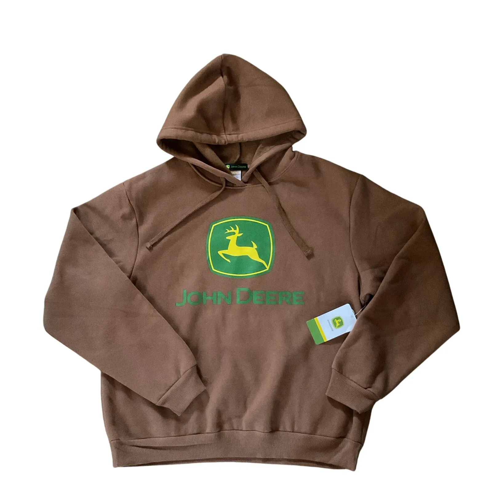 John Deere Brown Hoodie Sweatshirt Pullover Workwear Outdoor Size L NWT - Image 3