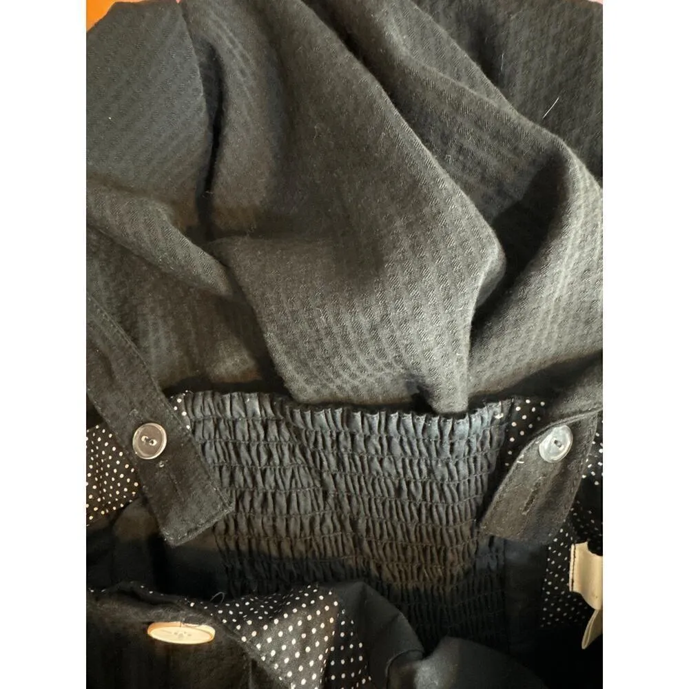 Maeve by Anthropologie Rosemary Square‎ Neck Smocked Black Midi Dress Size 6 - Image 9