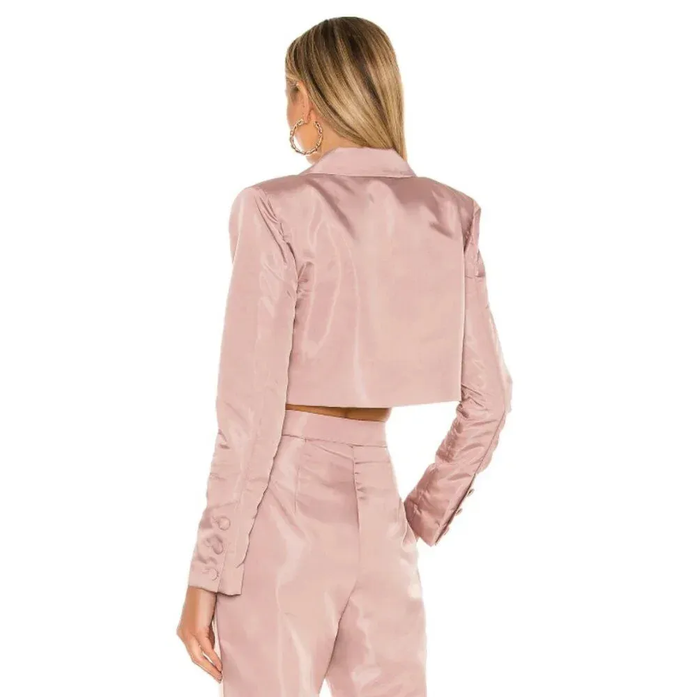 NBD Harmony Mauve Pink Cropped Ripstop Blazer Large New Womens Jacket - Image 2