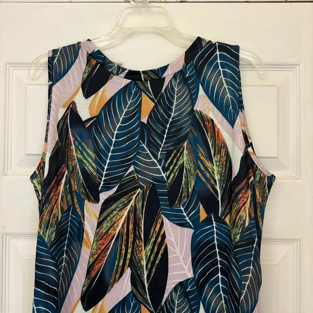 ANRABESS Sleeveless Tropical Leaf Print Maxi Dress Green Size M - Image 10