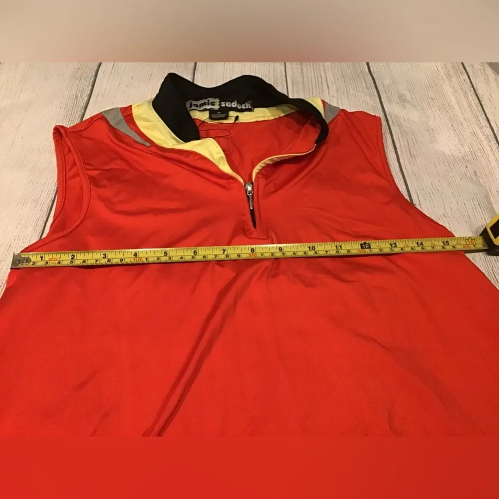 Jamie Sadock womans sleeveless red athletic golf shirt size Medium Yellow - Image 2