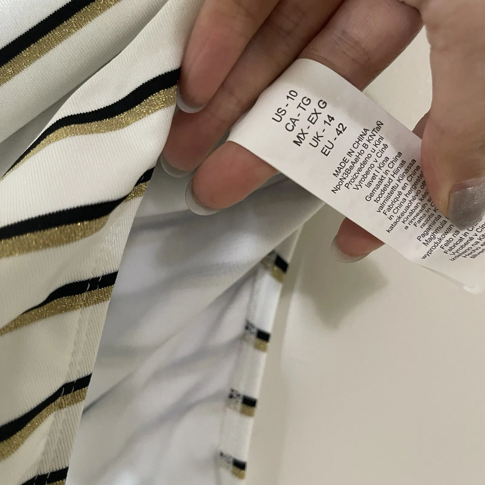 New! Ralph Lauren one piece striped ruffle off shoulder swimsuit L US 10 $132 - Image 6