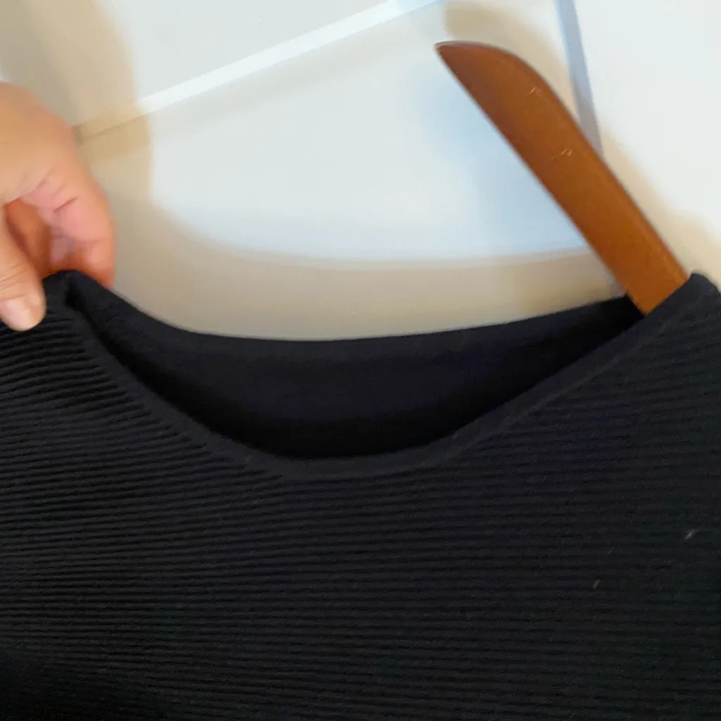 Aritzia Babaton Black Ribbed Sculpt Knit Racer Back Dress classic minimalist - Image 7