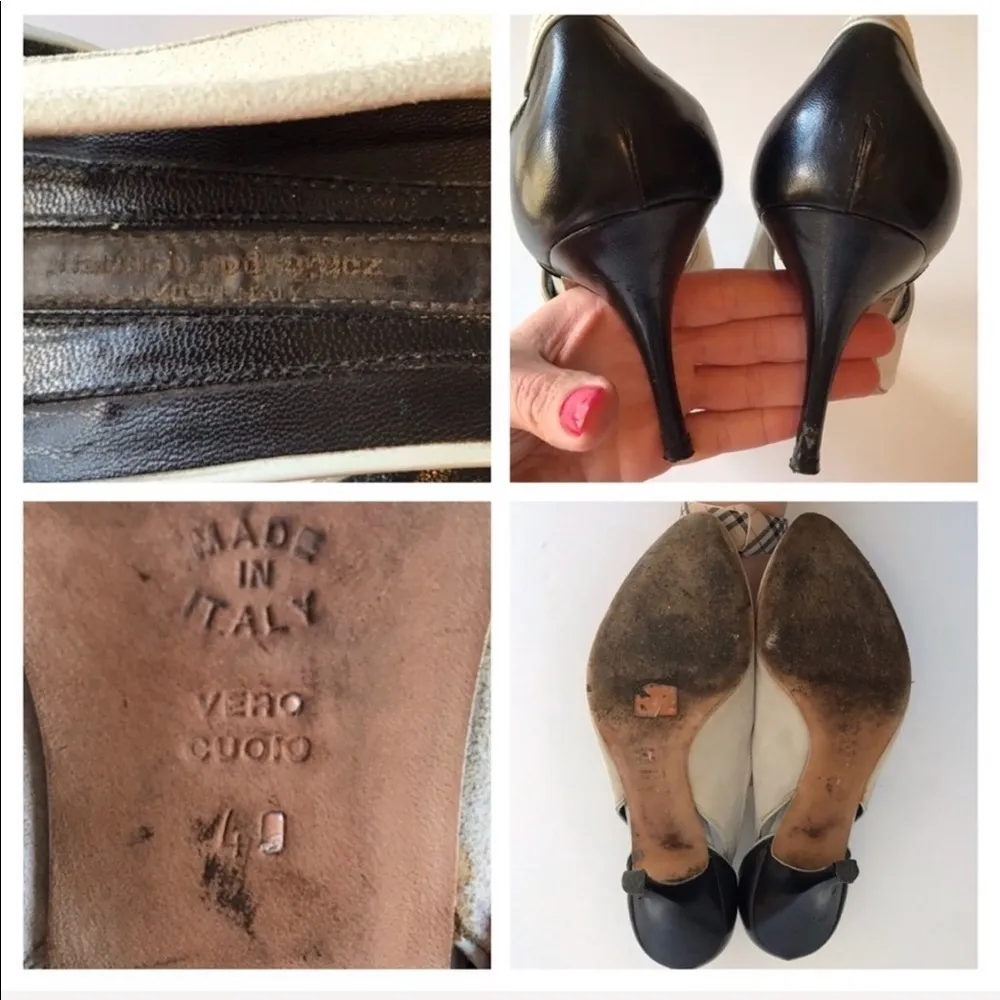 Narciso Rodriguez White And Black Suede Heels Size 40 - Image 8