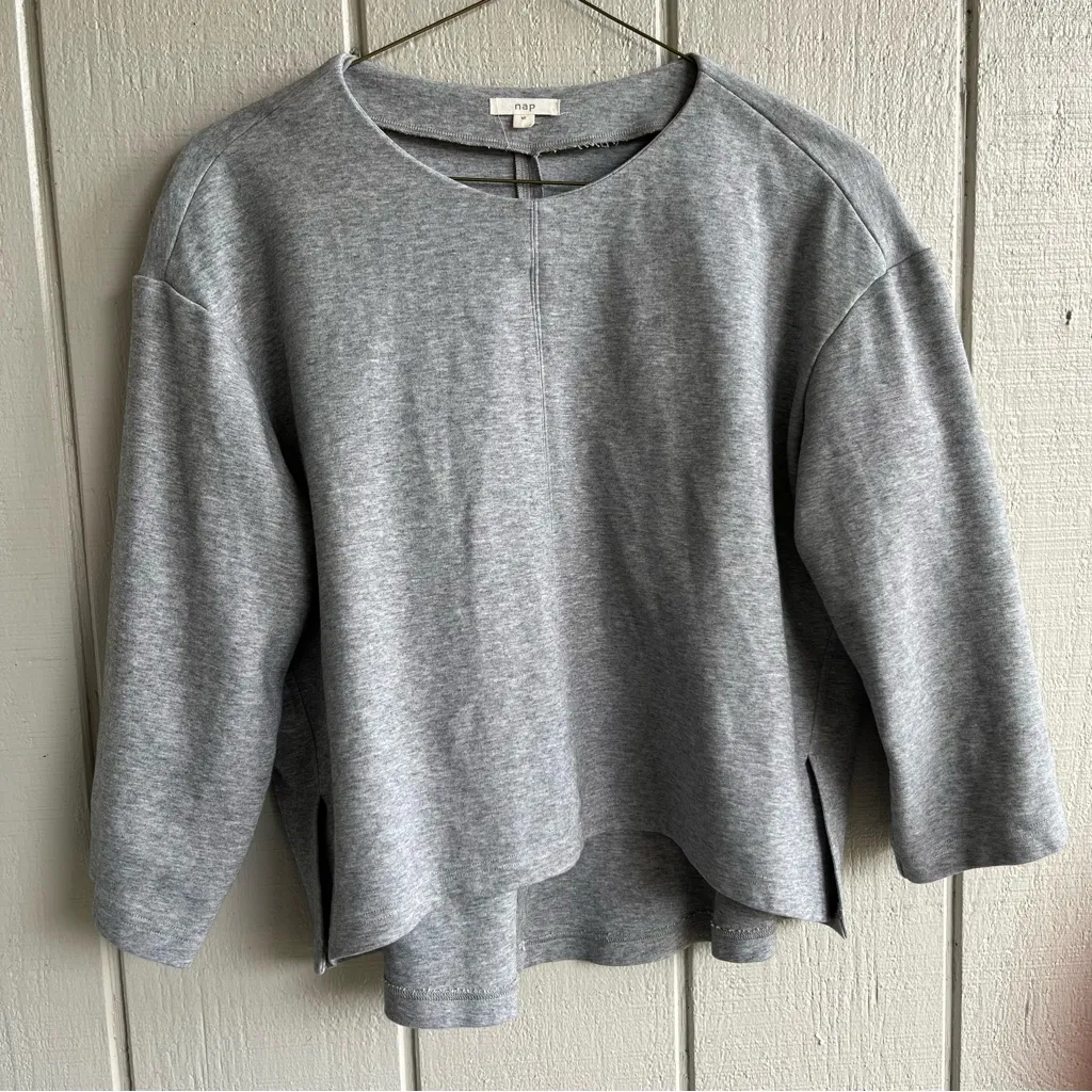 Nap Loungewear Pure Cotton Loose Cut Gray Pullover Sweatshirt Jumper Size M Size M - Image 1